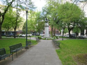 Lownsdale Square is one of the Southern Park Blocks in downtown Portland.